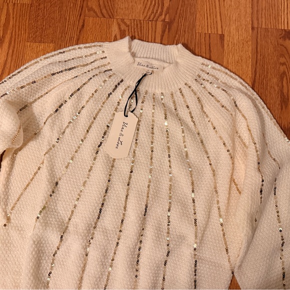 Vine & Love Cream Sweater with Gold Sequins - Picture 2 of 5